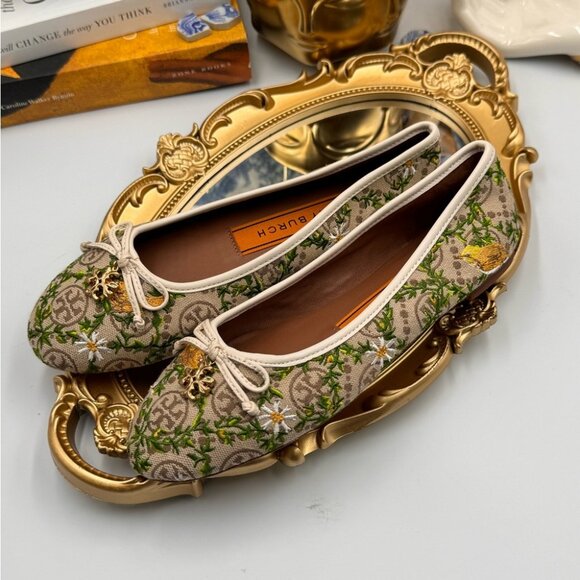 🆕 TORY BURCH 🧿 BNWOB T Monogram Tory Charm Ballet Flat - Size 5.5 - Picture 8 of 14